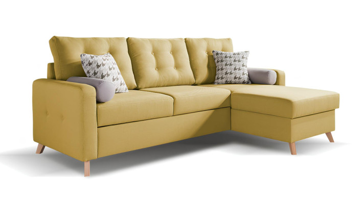 Divano angolare con funzione letto in tessuto design moderno