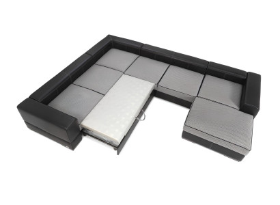 Divano angolare a U con funzione letto in tessuto design imbottito nuovo