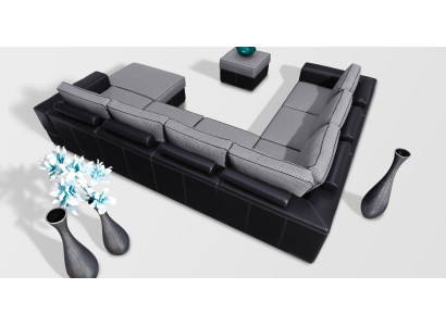 Divano angolare a U con funzione letto in tessuto design imbottito nuovo