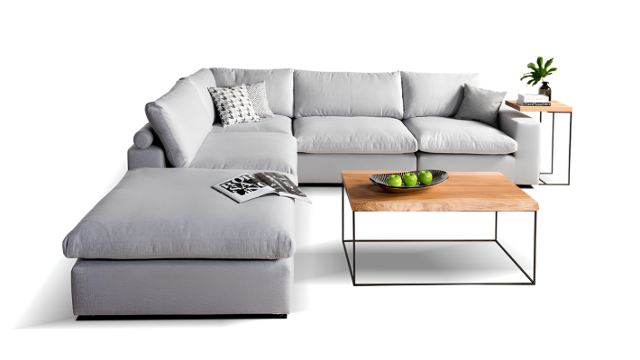 Divano angolare grigio in tessuto forma L design divano poltrona moderno