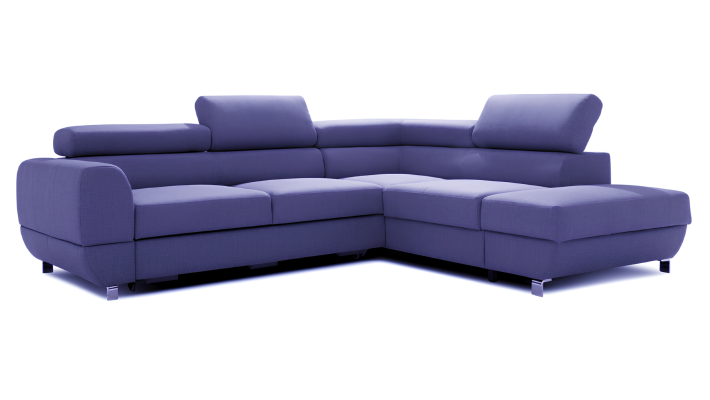 Divano angolare in tessuto a forma di L design moderno con funzione letto grigio