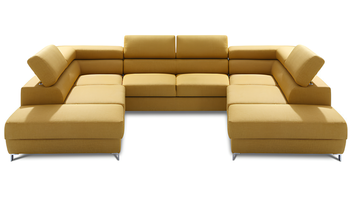 Divano angolare a forma di U con funzione letto in tessuto