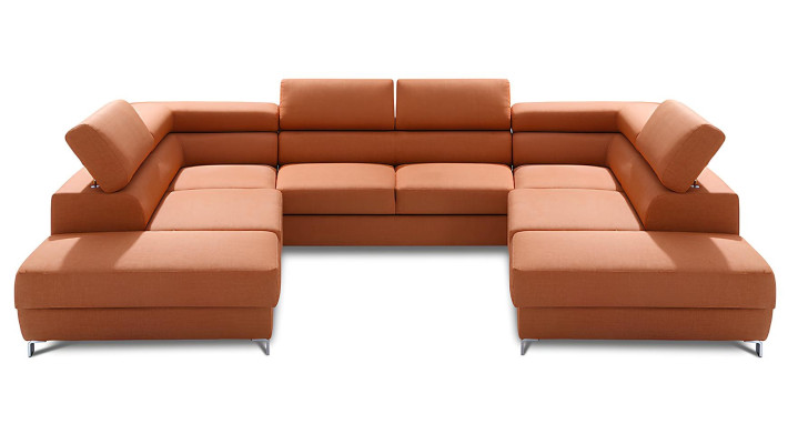 Divano angolare a forma di U con funzione letto in tessuto