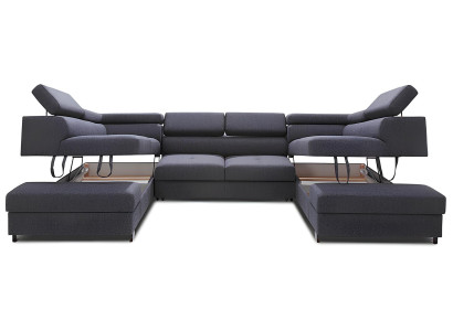 Divano angolare a U con funzione letto e contenitore in tessuto