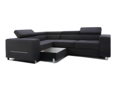 Divano angolare a forma di L Design moderno tessuto con funzione letto grigio