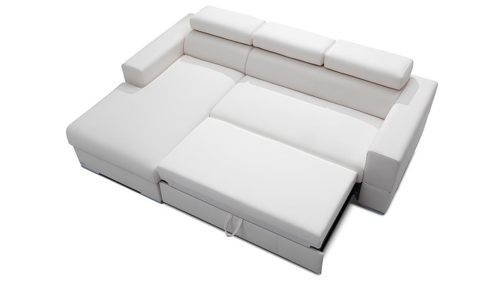 Divano angolare a forma di L Design moderno in tessuto con funzione letto e contenitore