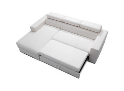 Divano angolare a forma di L Design moderno in tessuto con funzione letto e contenitore