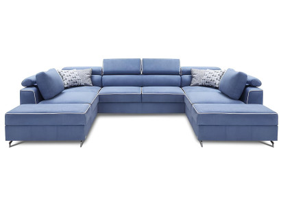 Divano angolare a U con funzione letto in tessuto design imbottito nuovo
