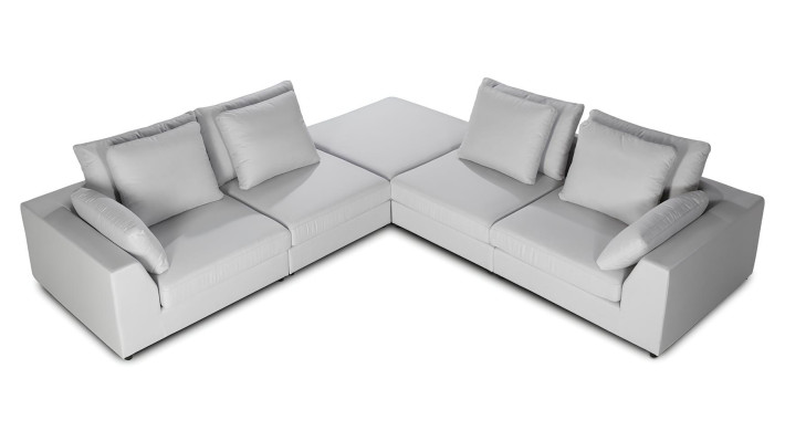 Divano angolare a forma di L Design moderno in tessuto bianco