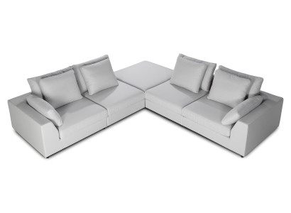 Divano angolare a forma di L Design moderno in tessuto bianco
