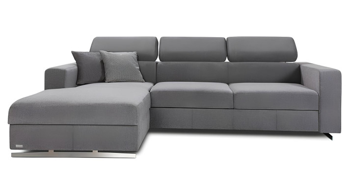 Divano angolare a forma di L Design imbottito tessile moderno con funzione letto stoffa nuovo
