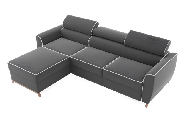 Divano angolare in tessuto design L-forma moderno grigio