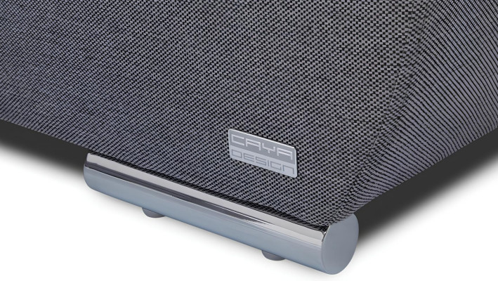 Divano angolare con funzione letto e contenitore in tessuto design moderno