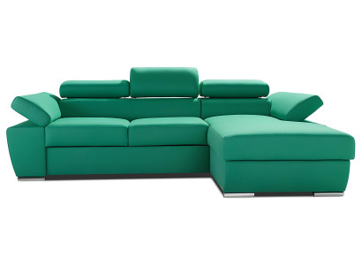 Divano angolare in tessuto a forma di L con funzione letto design moderno blu