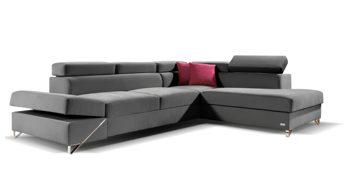 Divano angolare in tessuto a forma di L con funzione letto design moderno giallo