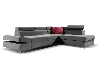 Divano angolare in tessuto a forma di L con funzione letto design moderno giallo