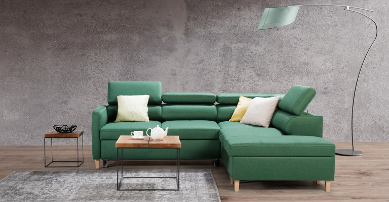 Divano angolare a forma di L con funzione letto design moderno