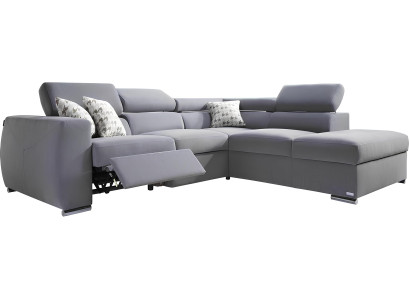 Divano angolare in tessuto a forma di L Design imbottito tessile angolare moderno relax automatico grigio