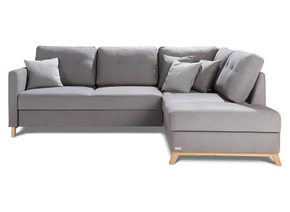 Divano angolare in tessuto a forma di L con funzione letto design imbottito tessile angolare con contenitore letto nuovo