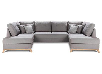Divano angolare in tessuto a forma di U con funzione letto design imbottito