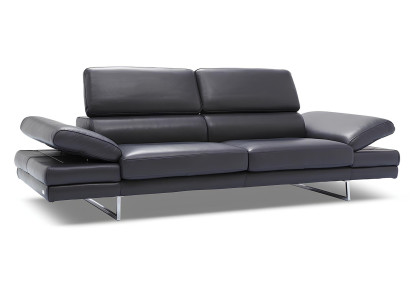 Divano 2 posti in pelle 100% italiana design moderno nero