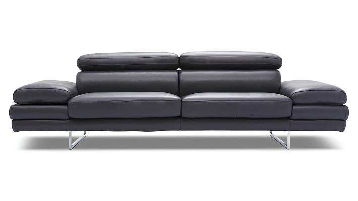 Divano 2 posti in pelle 100% italiana design moderno nero