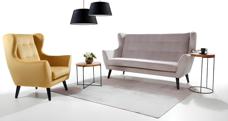Divano Design Moderno Grigio Tessuto 3 Posti Chesterfield