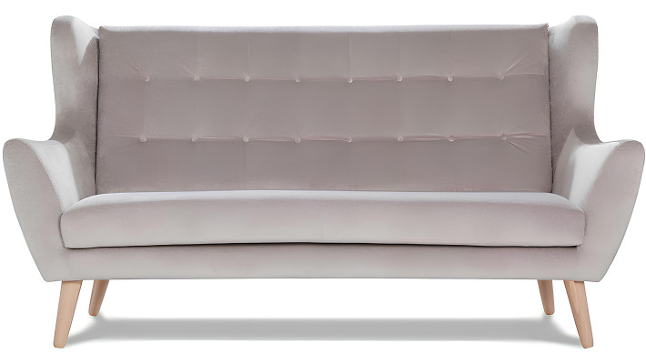Divano Design Moderno Grigio Tessuto 3 Posti Chesterfield