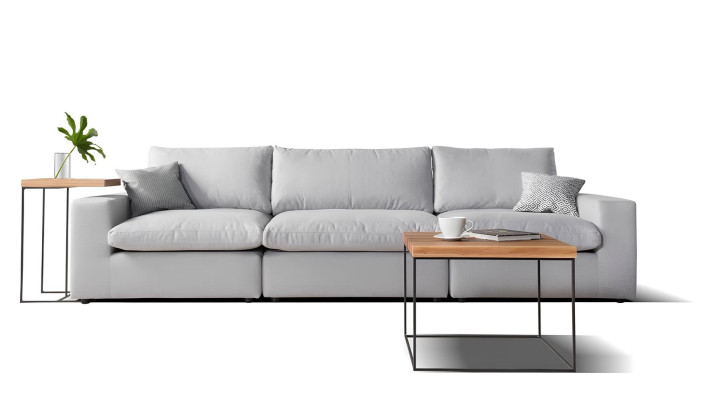 Divano design moderno grigio in tessuto 3 posti