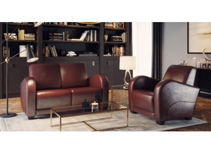 100% Set di divani in pelle italiana 2+1 posti design moderno