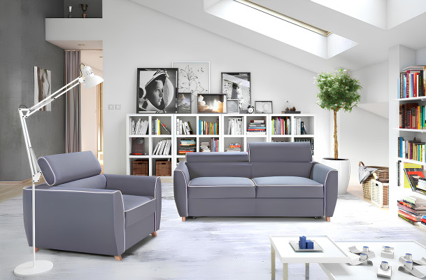 Divano 3+1 posti Design Moderno Tessuto con Funzione Letto