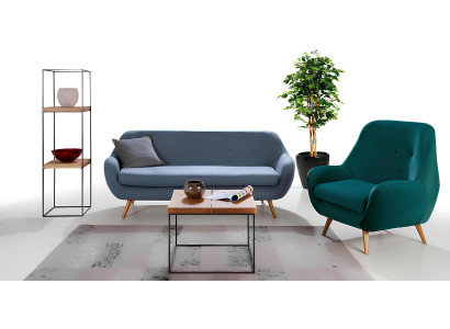 Divano 2 posti design moderno in tessuto blu Chesterfield