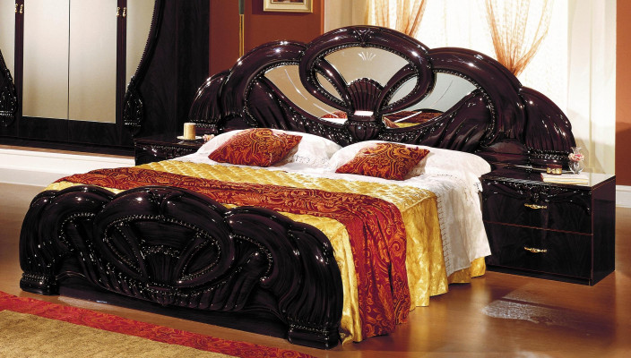 Letto design regale 2x comodini set camera da letto 3 pezzi legno nuovo