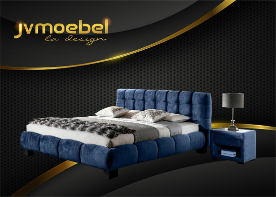 Letto tessile 2x comodino 3 pz set mobili camera da letto moderno lusso letti nuovo