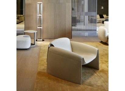 Poltrona di lusso per soggiorno hotel imbottita moderna singola designer grigia relax nuova
