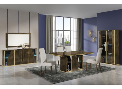 Set di 4 sedie a sdraio per sala da pranzo, poltrone imbottite, mobili in legno, gruppo di design