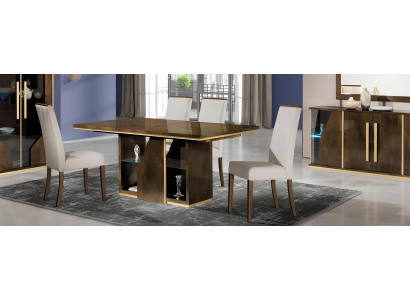 Tavolo da pranzo in legno design moderno lusso mobili lucido marrone