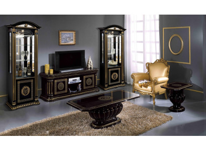 Set di lusso soggiorno 5 pezzi vetrina tavolino tavolo laterale nero