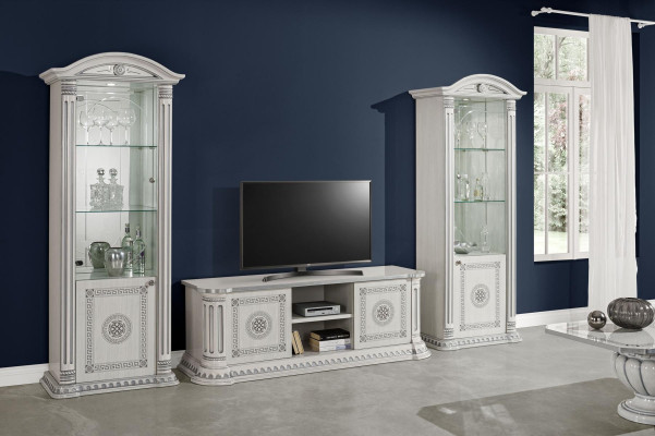 Sideboard di design RTV per TV, mobile basso di lusso in legno bianco, nuovo