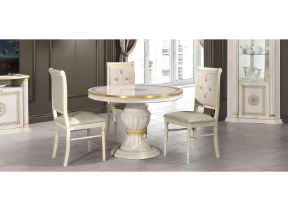 Set di mobili da pranzo con tavolo rotondo in legno 4 pezzi