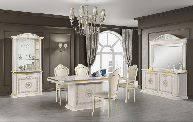Set di lusso tavolo da pranzo sedia comò specchio vetrina gruppo 8 pezzi