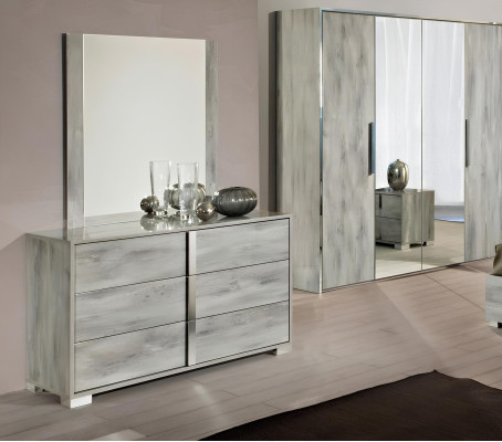 Set cassettiera specchio designer side low board armadio mobili legno grigio