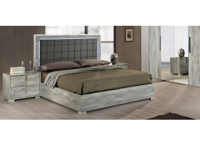 Set di mobili da camera da letto con letto, comodino, armadio, cassettiera e specchio 6 pezzi