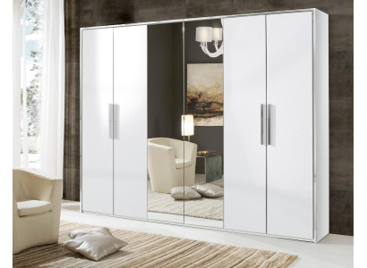 Armadio a specchio per camera da letto con 6 porte in legno
