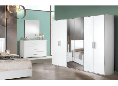 Set camera da letto 6 pezzi letto comodino armadio cassettiera specchio