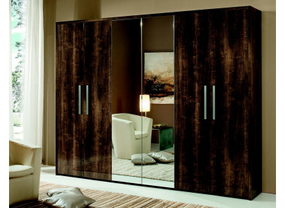 xxl armadio con 6 porte mobili design legno lusso specchio nuovo