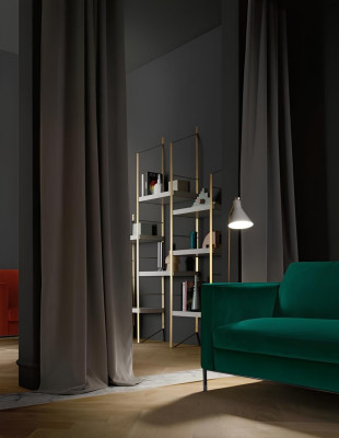 Divano a tre posti verde in tessuto design per soggiorno