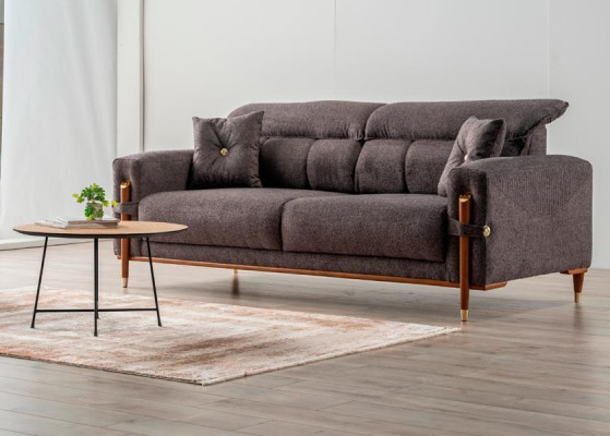 Elegante set di divani 3+3+1 paesaggio abitativo multifunzionale taupe