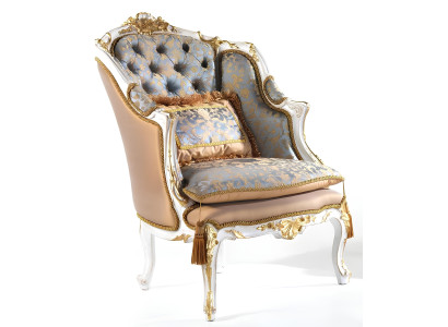 Poltrona Club Lounge Designer Sedia Poltrona Divano 1 Posto Legno con Tessuto Nuovo