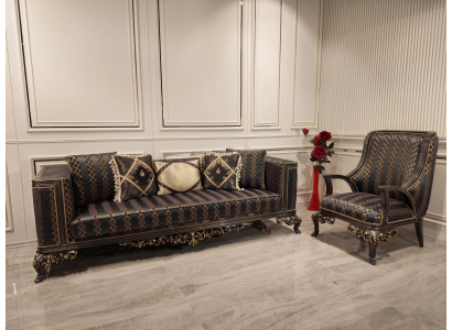 Comoda poltrona 3+1+1 con tavolino Set 4 pezzi Gruppo imbottito